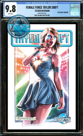 FEMALE FORCE TAYLOR SWIFT STEVEN DEFENDINI EXCLUSIVE TRADE VARIANT (MAR24) [CGC 9.8 BLUE LABEL]