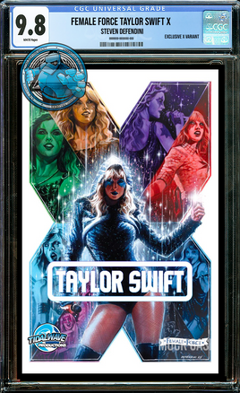 FEMALE FORCE TAYLOR SWIFT STEVEN DEFENDINI EXCLUSIVE TRADE X VARIANT (MAR24) [CGC 9.8 BLUE LABEL]