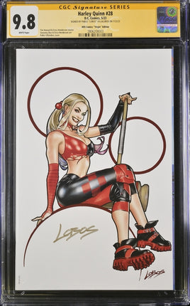 Harley Quinn #28 (2023) CGC 9.8 NM/MT SIGNED Lobos Regular Virgin Variant DC Comics