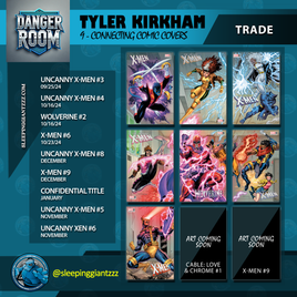 [9 PACK] DANGER ROOM CARD SET HOMAGE CONNECTING COVER COMICS EXCLUSIVE TRADE BUNDLE TYLER KIRKHAM