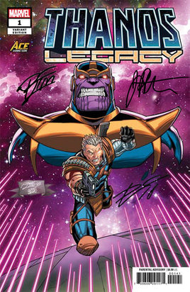 THANOS LEGACY #1 ONE-SHOT - ACECON TRIPLE SIGNED - CATES, LIM, AND STARLIN! VARIANT